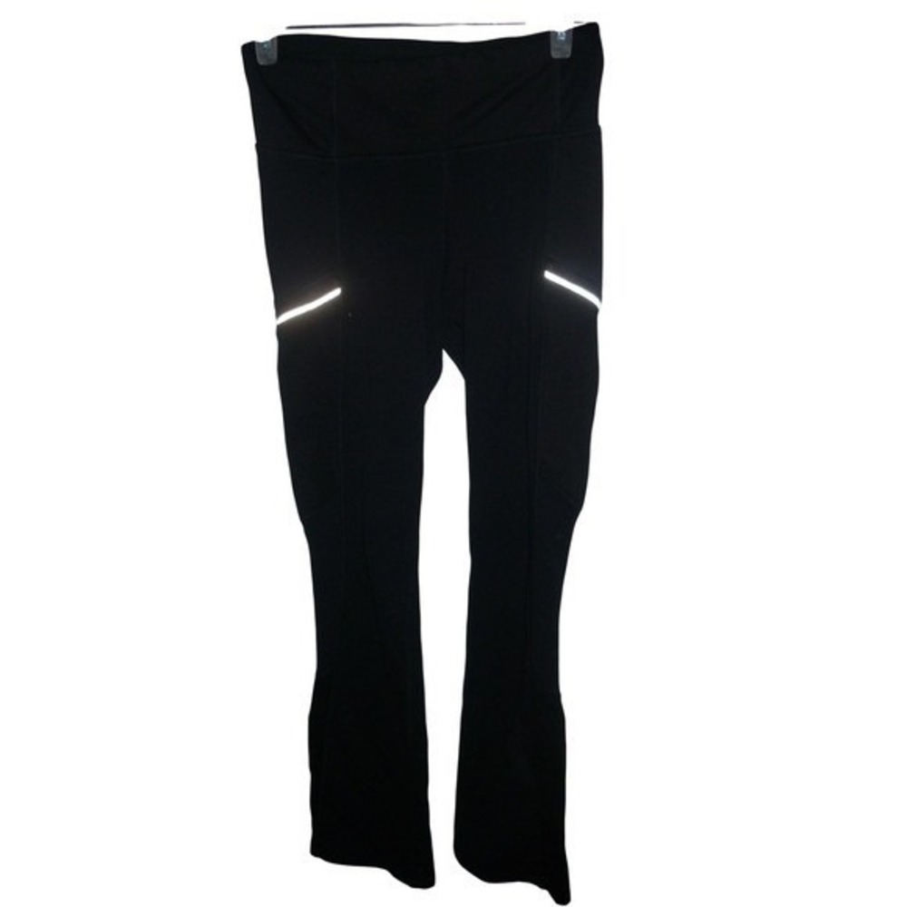 Athleta Womens Black Reflective‎ High Rise Flare Running Training Leggings